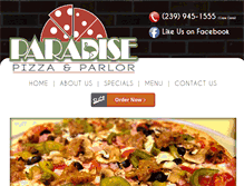 Tablet Screenshot of paradisepizzafl.com